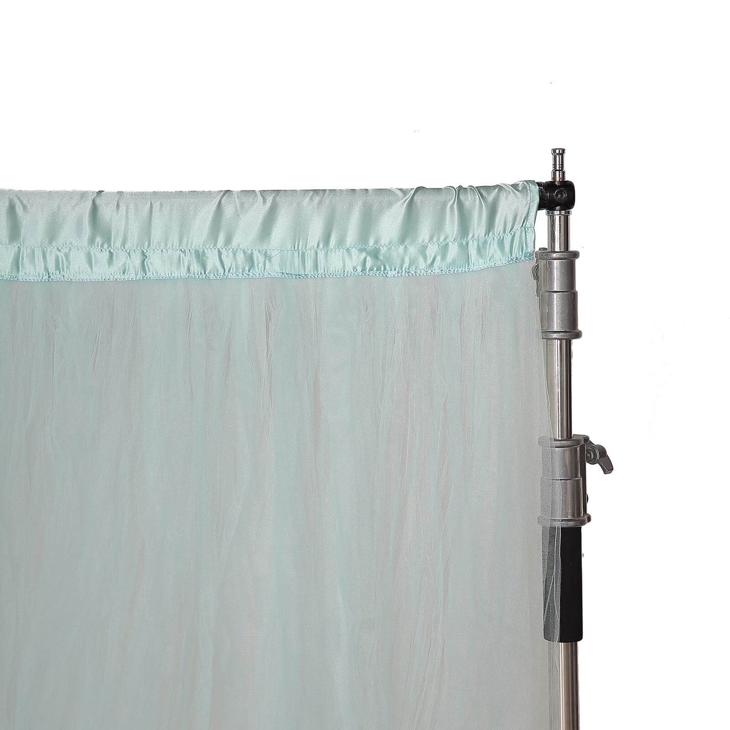 5ftx10ft Light Blue Dual Sided Sheer Tulle Event Curtain Drapes With Satin Header, Rod Ready Backdrop Event Panel - Linen Luxes