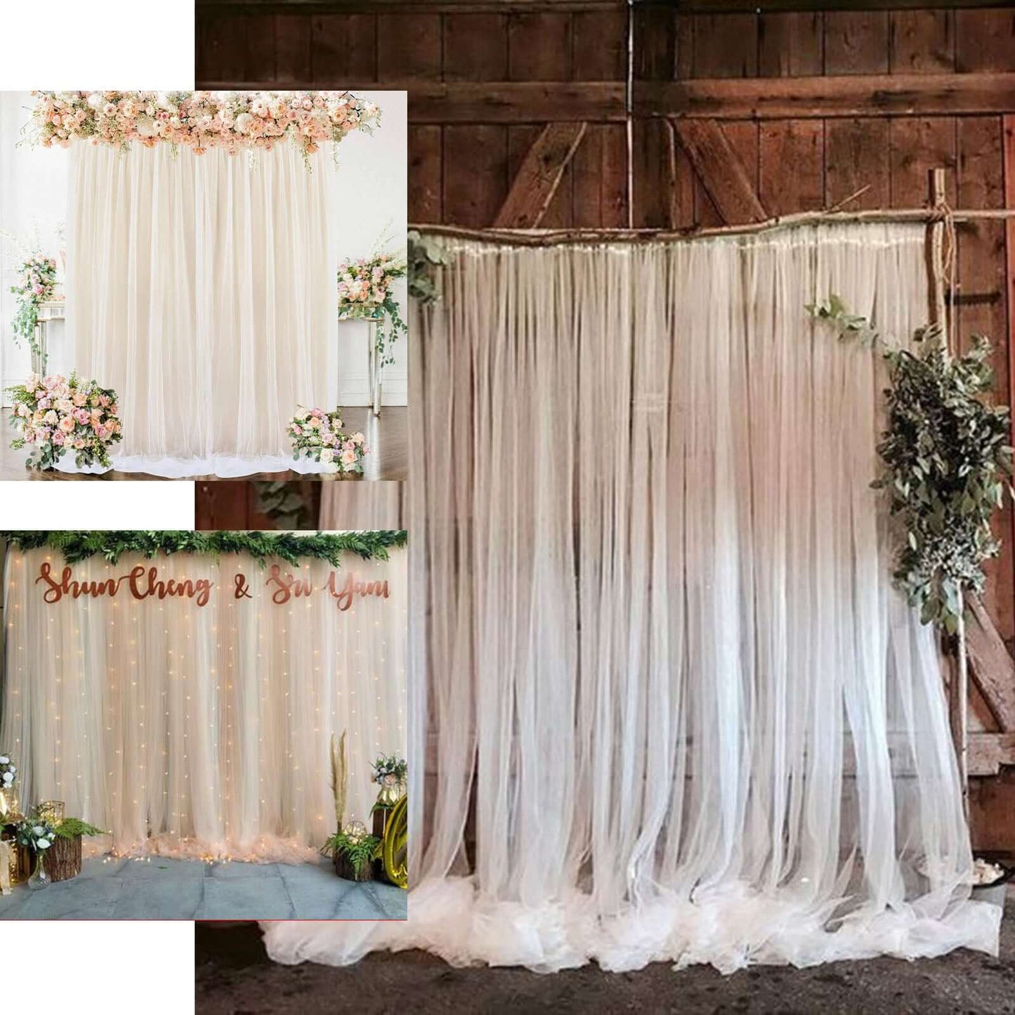 5ftx10ft Light Blue Dual Sided Sheer Tulle Event Curtain Drapes With Satin Header, Rod Ready Backdrop Event Panel - Linen Luxes