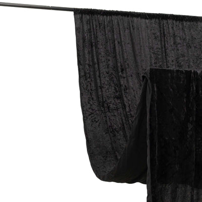 Black Crushed Velvet Backdrop Curtain â€“ 5ft x 12ft Event Drape with Rod Pocket, Privacy Panel for Photo Booths & Events