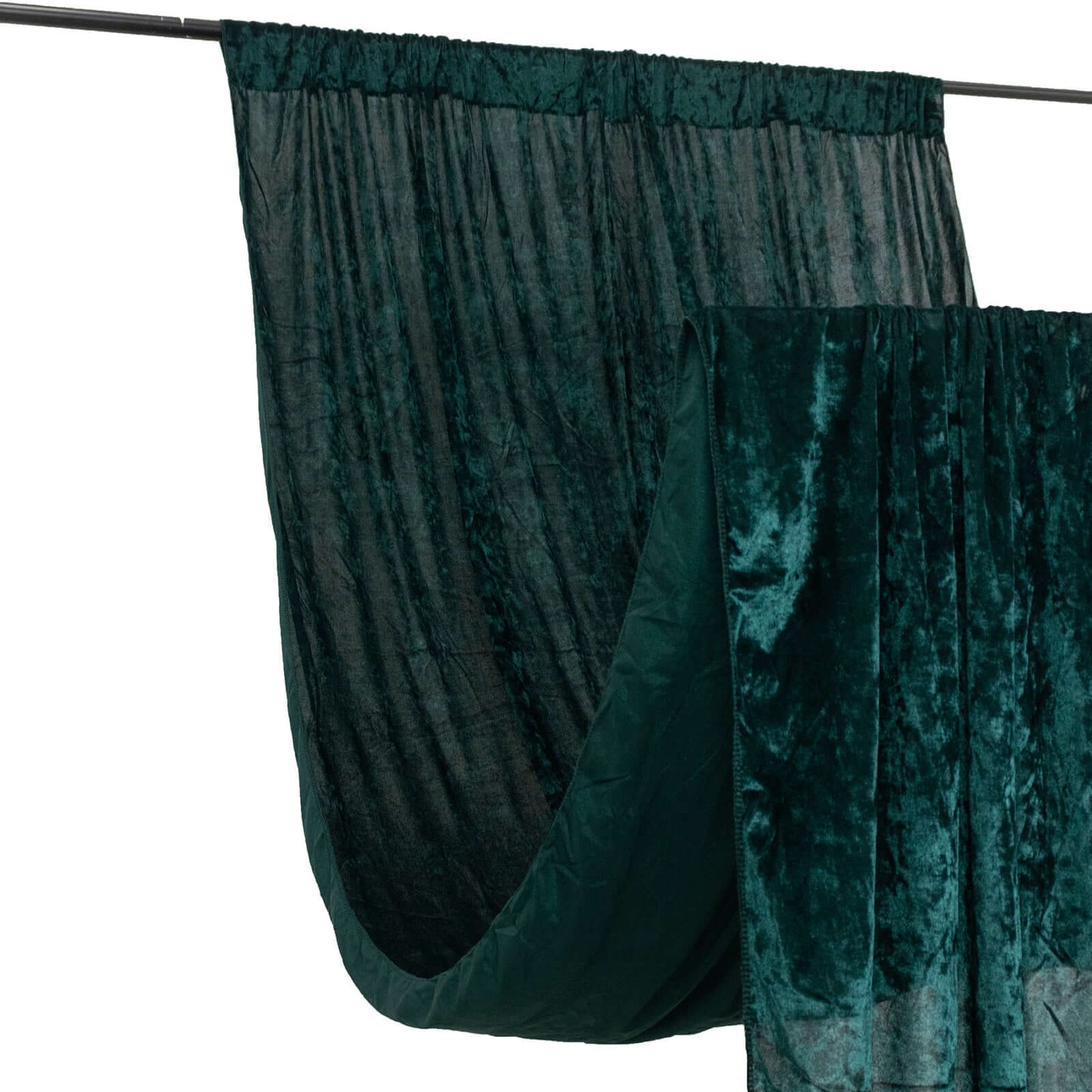 Hunter Emerald Green Crushed Velvet Backdrop Curtain â€“ 5ft x 12ft Event Drape with Rod Pocket, Privacy Panel for Photo Booths & Events