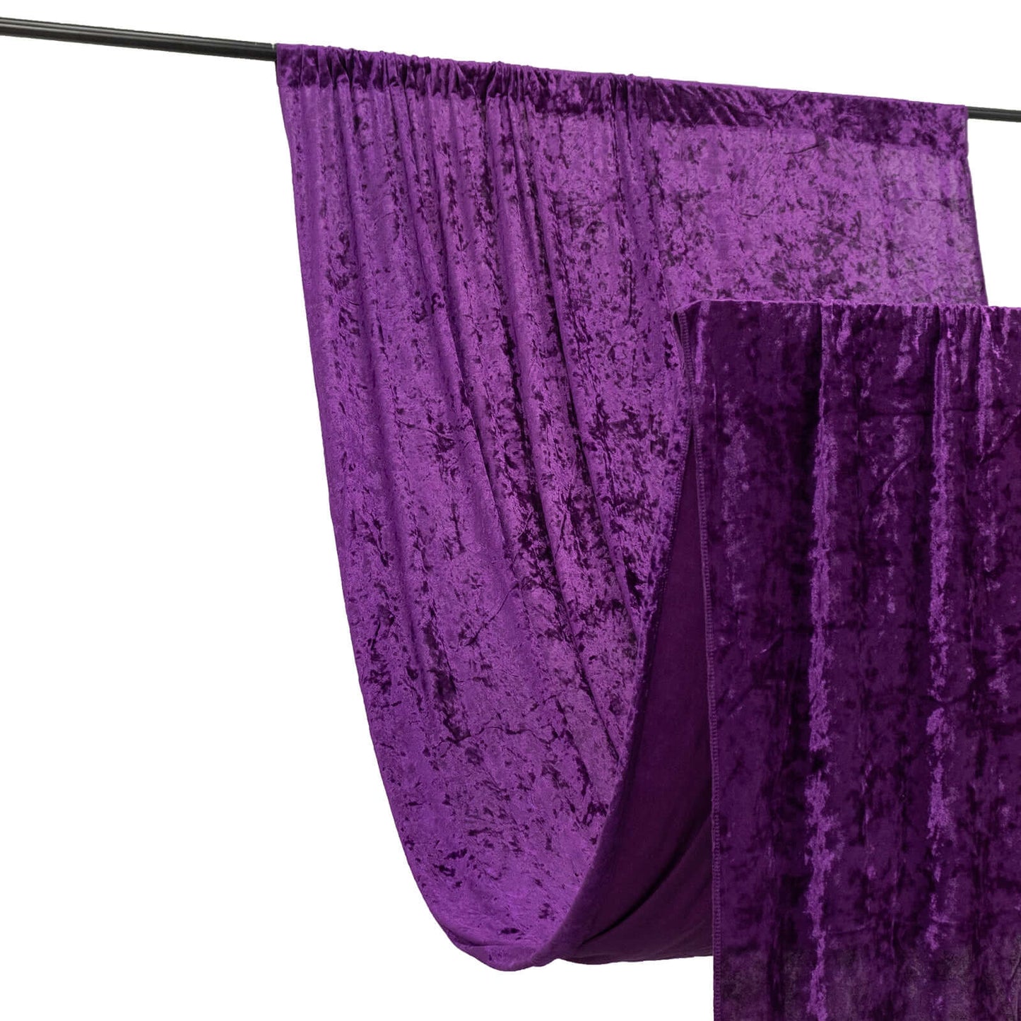 Purple Crushed Velvet Backdrop Curtain â€“ 5ft x 12ft Event Drape with Rod Pocket, Privacy Panel for Photo Booths & Events