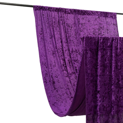 Purple Crushed Velvet Backdrop Curtain â€“ 5ft x 12ft Event Drape with Rod Pocket, Privacy Panel for Photo Booths & Events