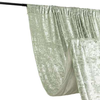 Sage Green Crushed Velvet Backdrop Curtain â€“ 5ft x 12ft Event Drape with Rod Pocket, Privacy Panel for Photo Booths & Events