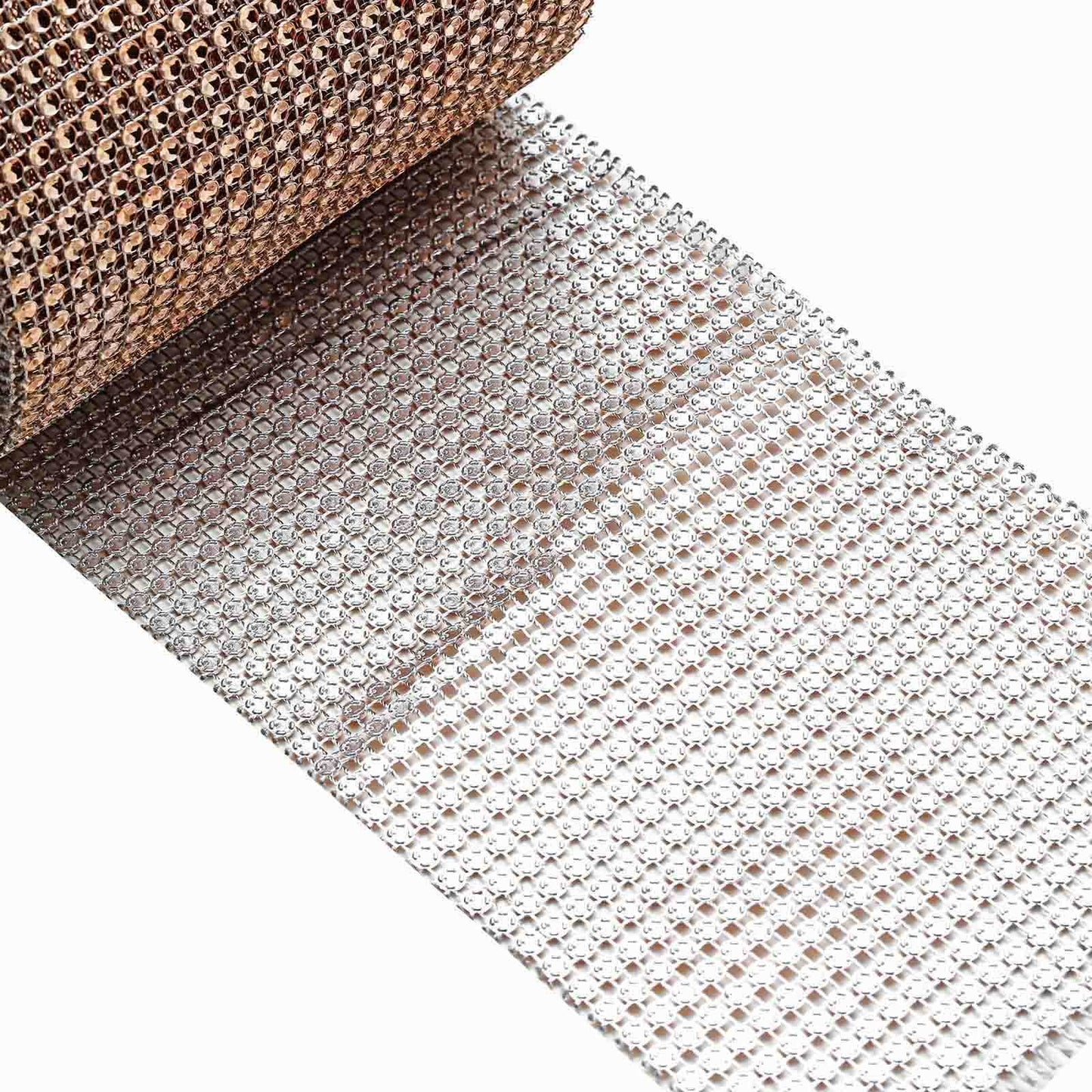 5"x10 Yards Shiny Champagne Diamond Rhinestone Ribbon Wrap Roll, DIY Craft Decor - Linen Luxes
