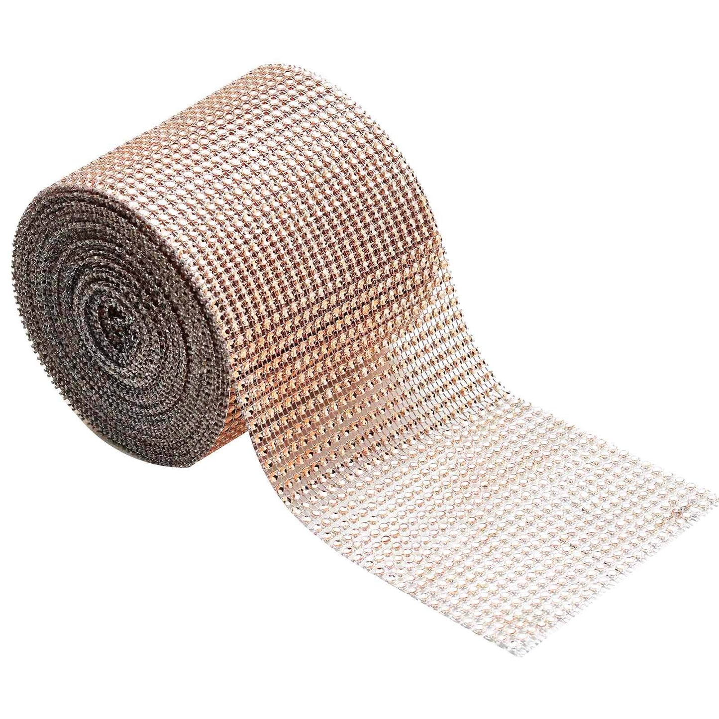 5"x10 Yards Shiny Champagne Diamond Rhinestone Ribbon Wrap Roll, DIY Craft Decor - Linen Luxes