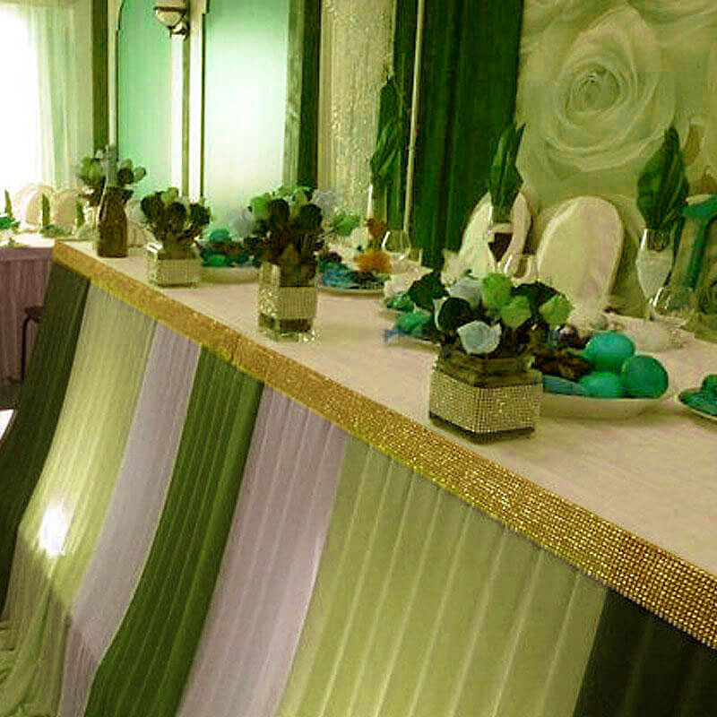 5"x10 Yards Shiny Gold Diamond Rhinestone Ribbon Wrap Roll, DIY Craft Decor - Linen Luxes