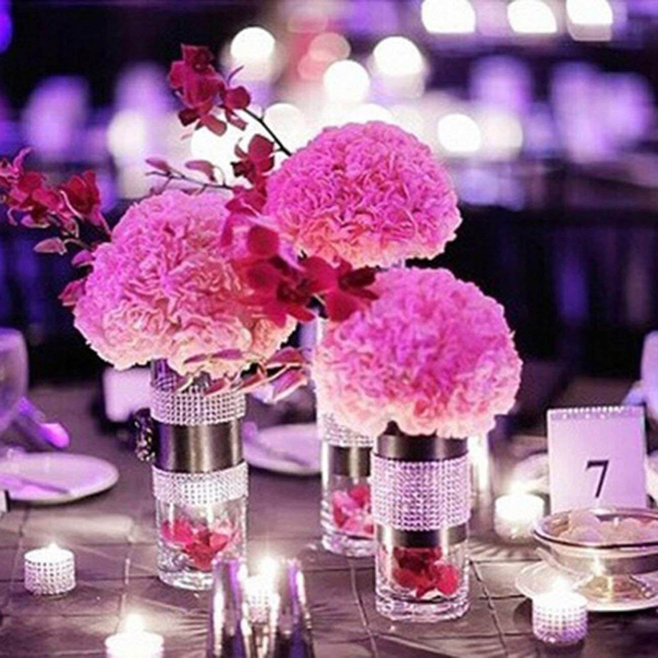 5"x10 Yards Shiny Gold Diamond Rhinestone Ribbon Wrap Roll, DIY Craft Decor - Linen Luxes