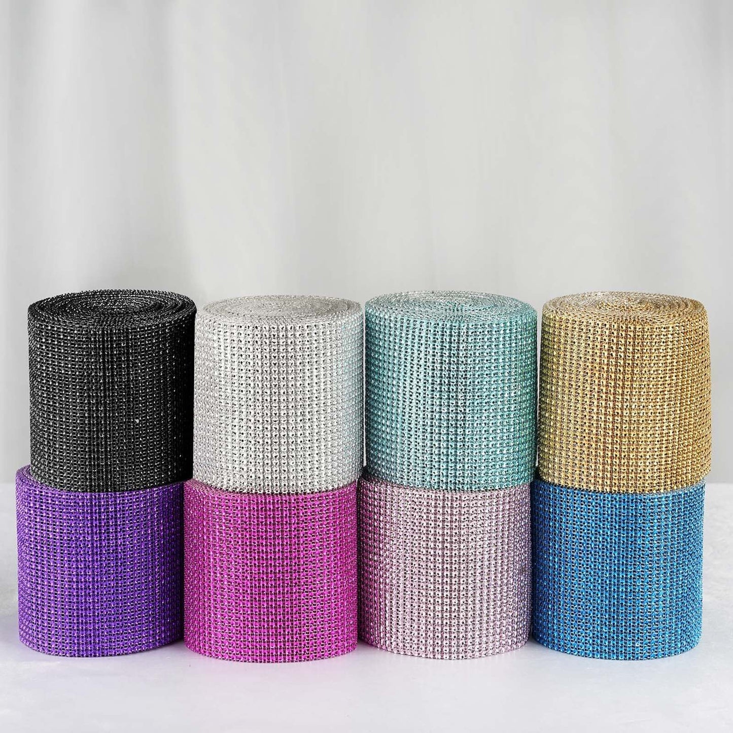 5"x10 Yards Shiny Gold Diamond Rhinestone Ribbon Wrap Roll, DIY Craft Decor - Linen Luxes