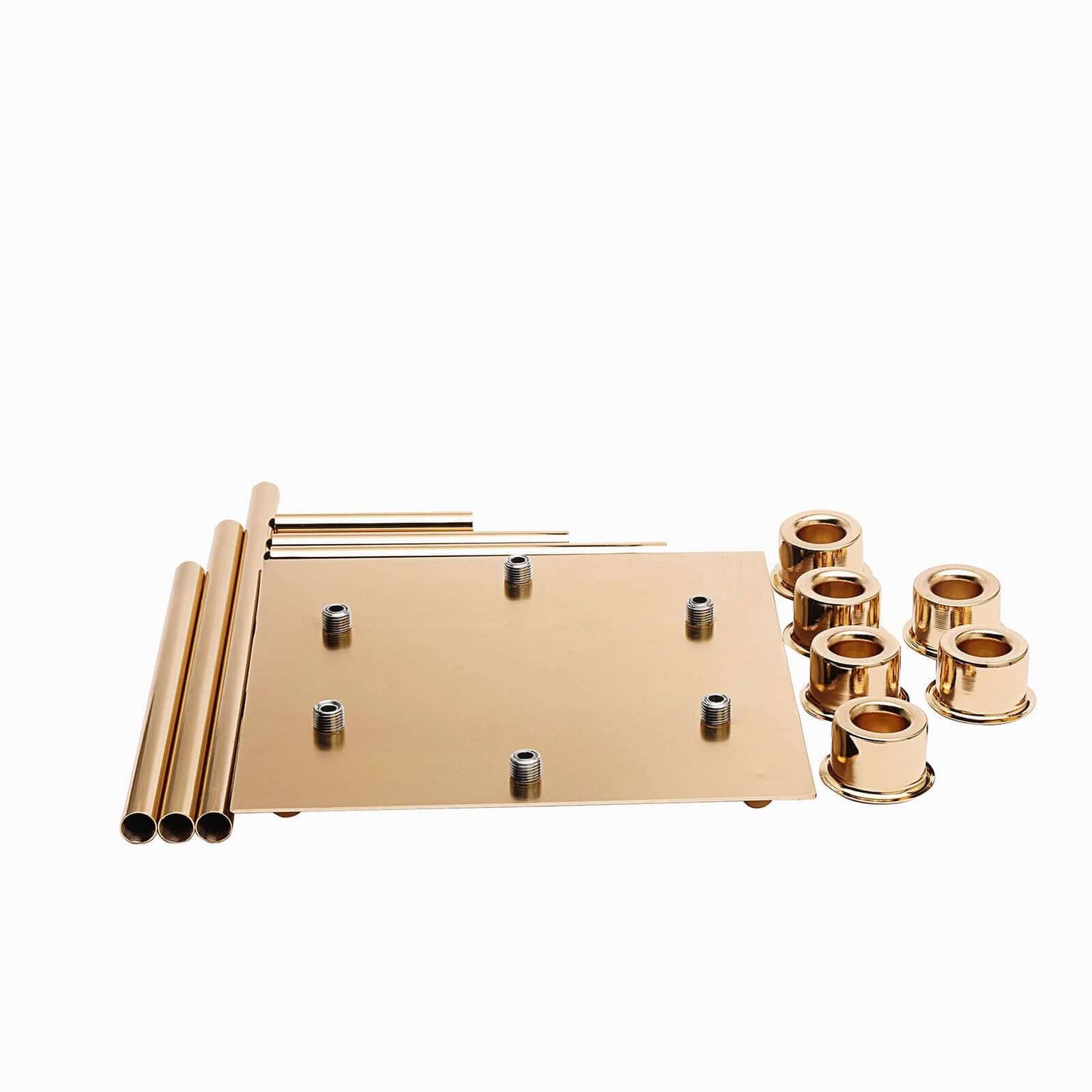 6 - Arm Cluster Taper Candle Holder Gold with Clear Glass Shades - Sleek Candle Display for Gatherings 24" - Linen Luxes