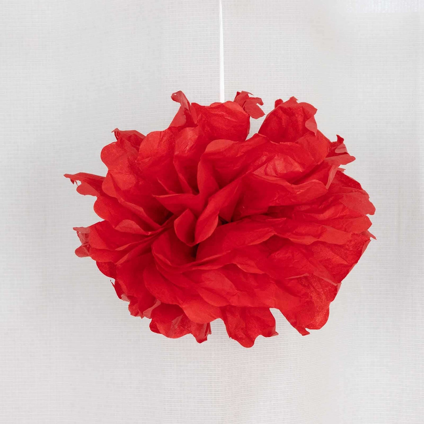 6 Pack 10" Red Tissue Paper Pom Poms Flower Balls, Ceiling Wall Hanging Decorations - Linen Luxes
