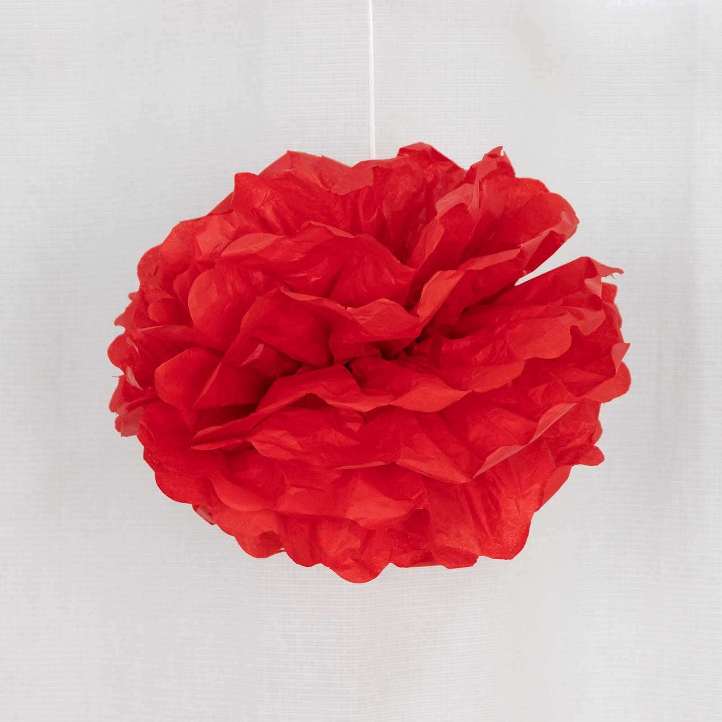 6 Pack 10" Red Tissue Paper Pom Poms Flower Balls, Ceiling Wall Hanging Decorations - Linen Luxes