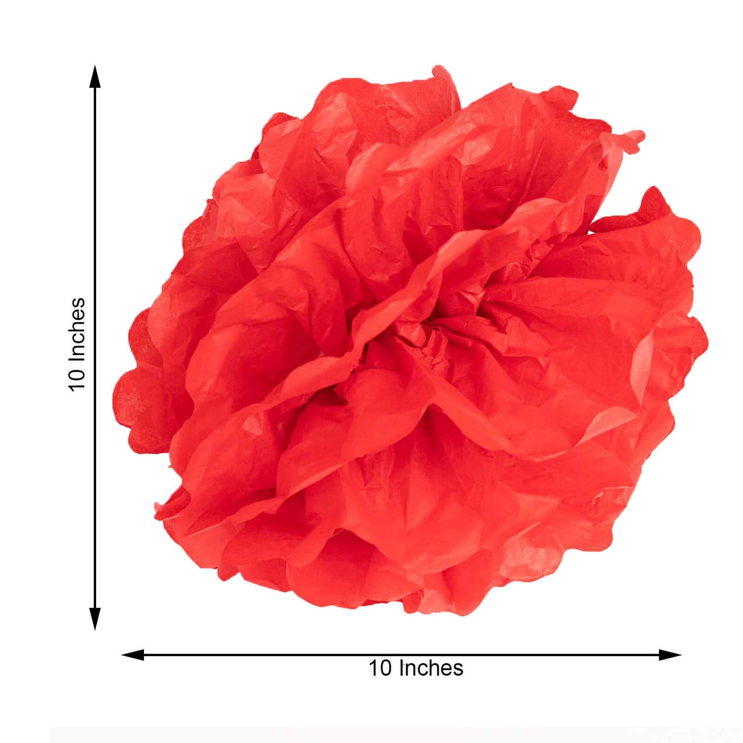 6 Pack 10" Red Tissue Paper Pom Poms Flower Balls, Ceiling Wall Hanging Decorations - Linen Luxes