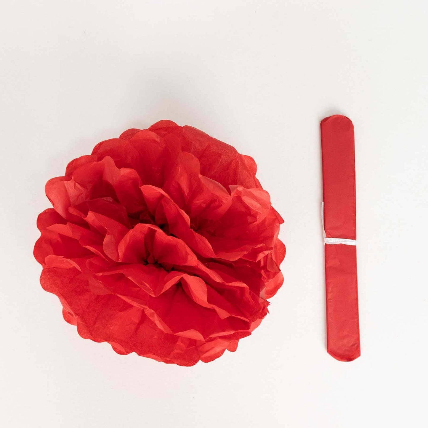6 Pack 10" Red Tissue Paper Pom Poms Flower Balls, Ceiling Wall Hanging Decorations - Linen Luxes