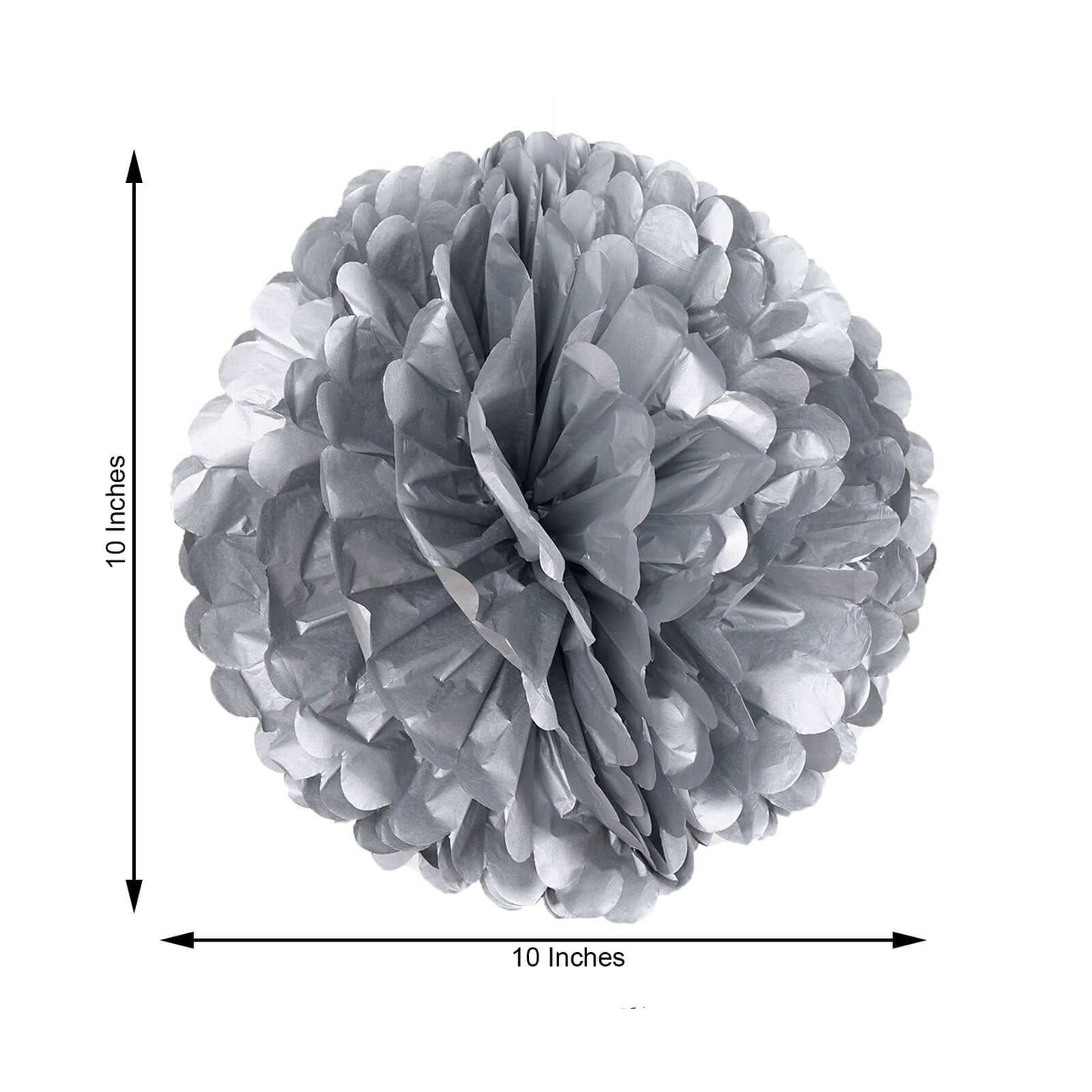 6 Pack 10" Silver Tissue Paper Pom Poms Flower Balls, Ceiling Wall Hanging Decorations - Linen Luxes