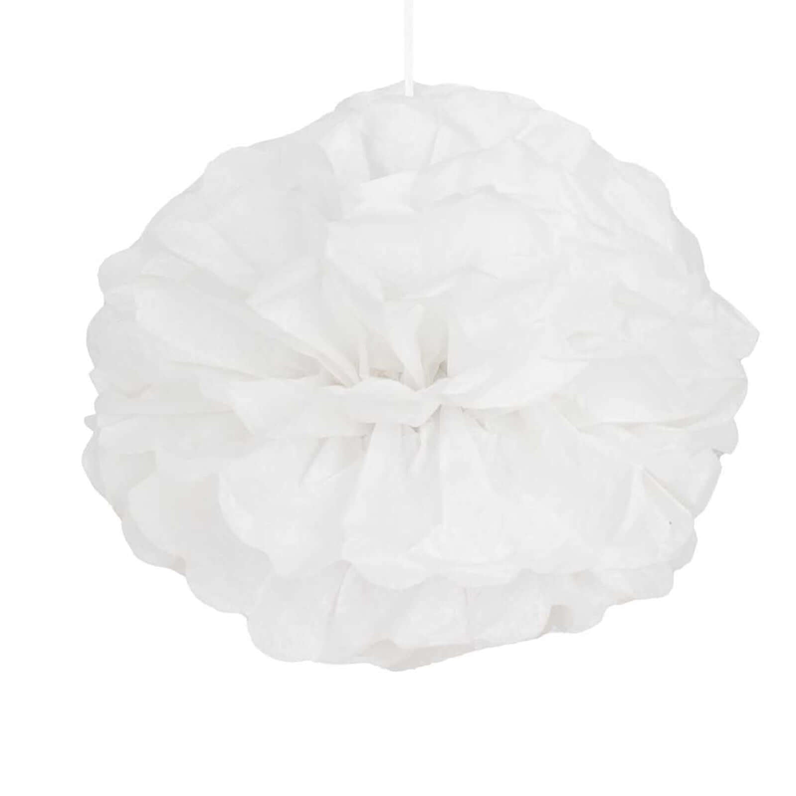 6 Pack 10" White Tissue Paper Pom Poms Flower Balls, Ceiling Wall Hanging Decorations - Linen Luxes