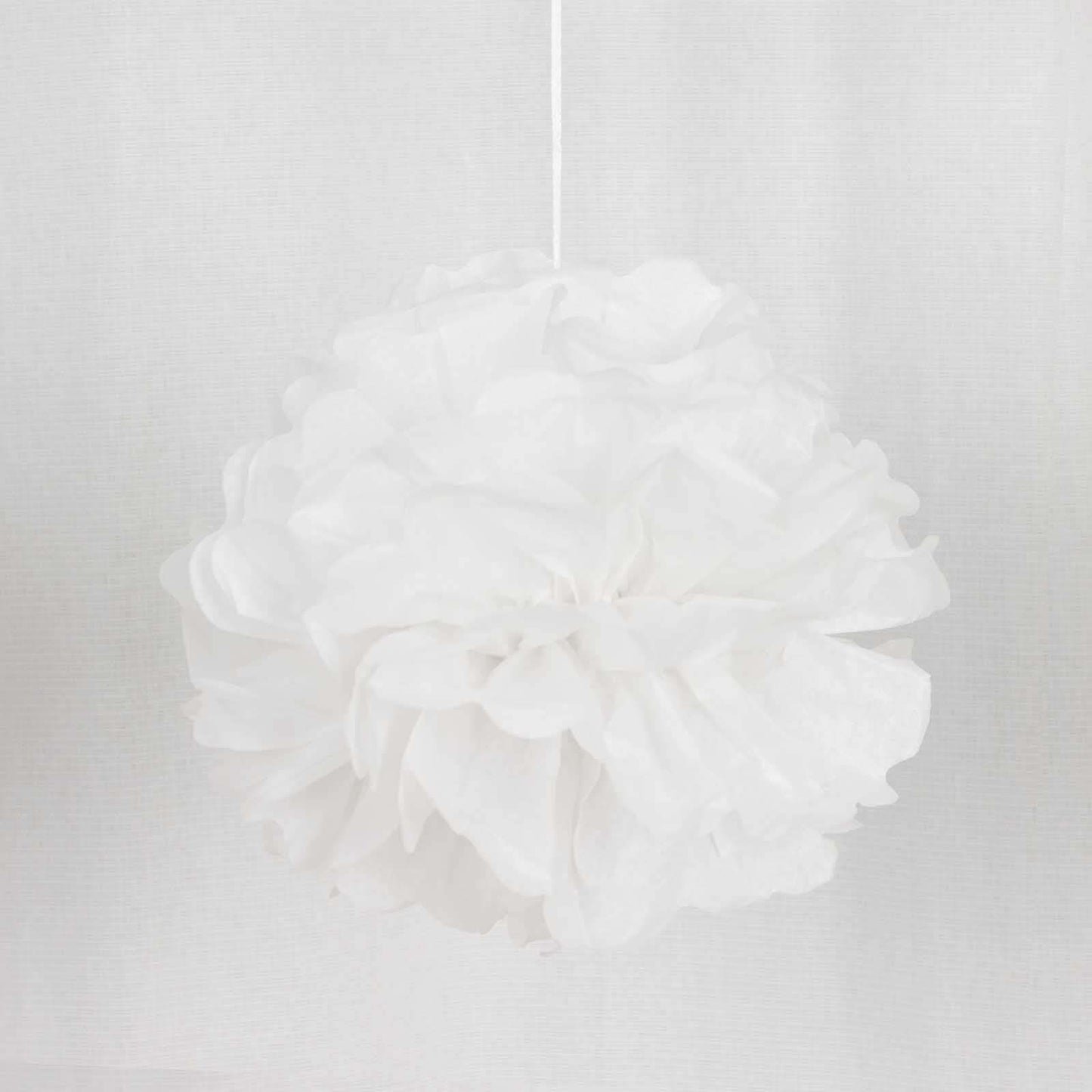 6 Pack 10" White Tissue Paper Pom Poms Flower Balls, Ceiling Wall Hanging Decorations - Linen Luxes