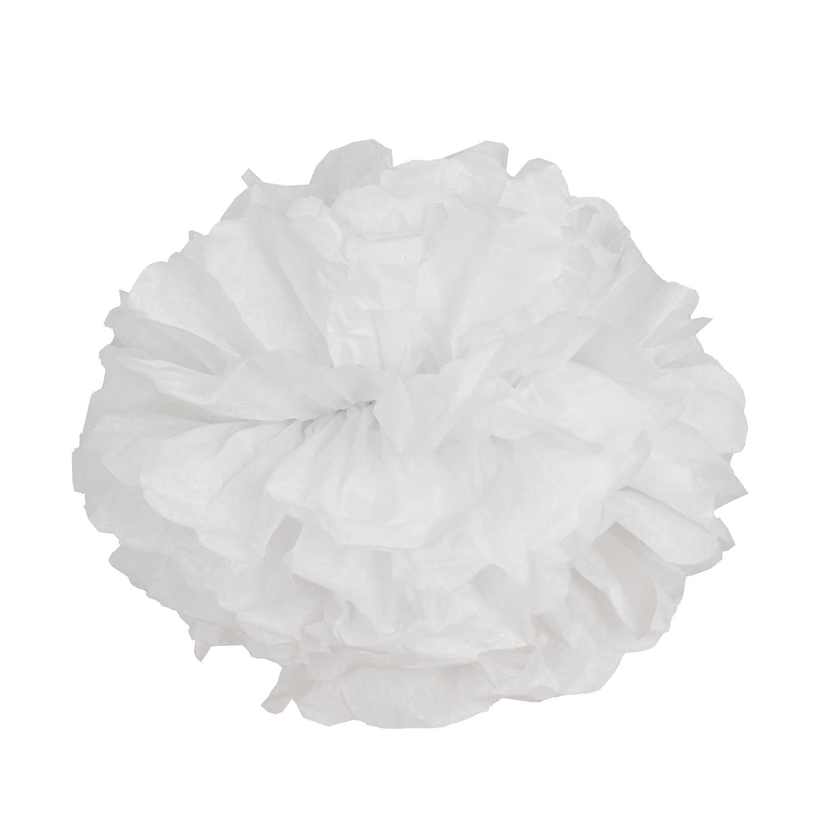 6 Pack 12" White Tissue Paper Pom Poms Flower Balls, Ceiling Wall Hanging Decorations - Linen Luxes