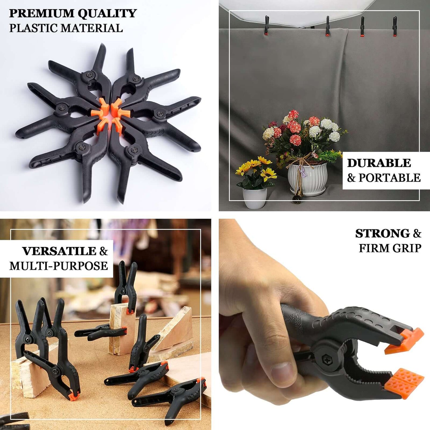 6 Pack 4" Industrial Photography Backdrop Clamps, Curtain Clips - Linen Luxes