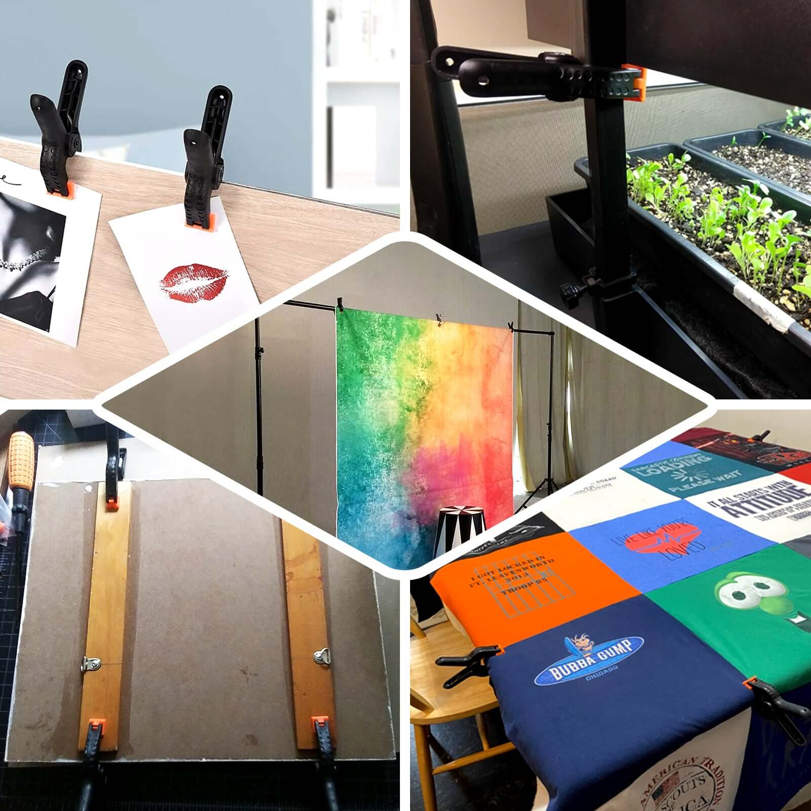 6 Pack 4.5" Industrial Photography Backdrop Clamps, Curtain Clips - Linen Luxes