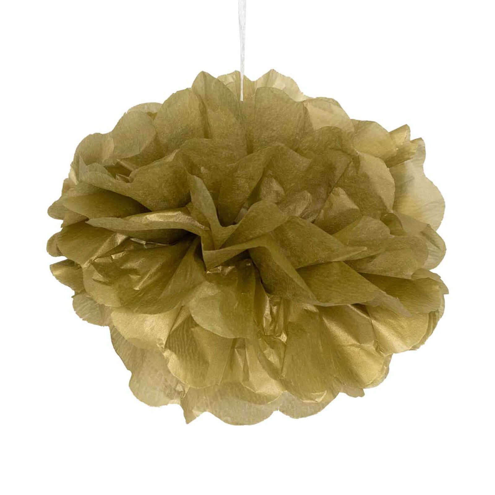 6 Pack 6" Gold Tissue Paper Pom Poms Flower Balls, Ceiling Wall Hanging Decorations - Linen Luxes
