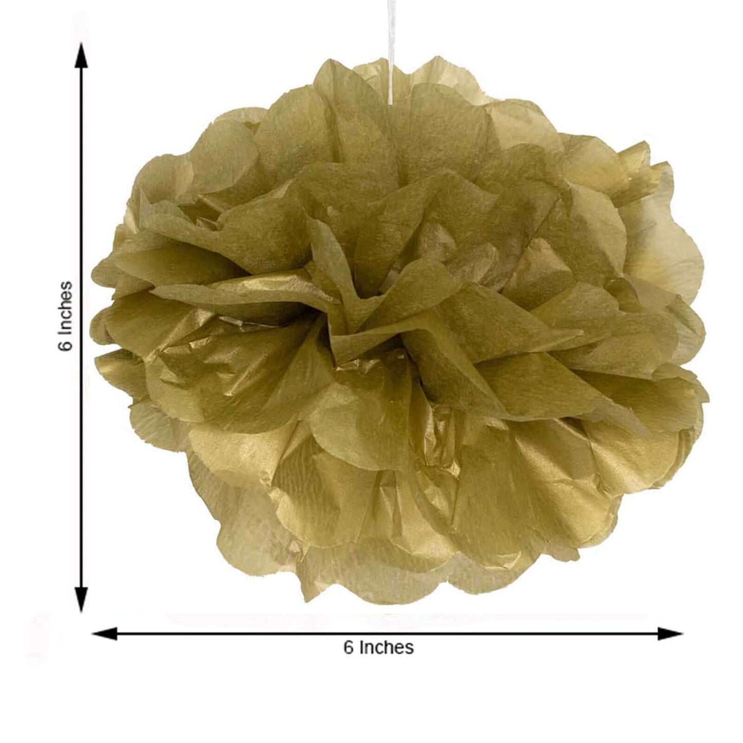 6 Pack 6" Gold Tissue Paper Pom Poms Flower Balls, Ceiling Wall Hanging Decorations - Linen Luxes