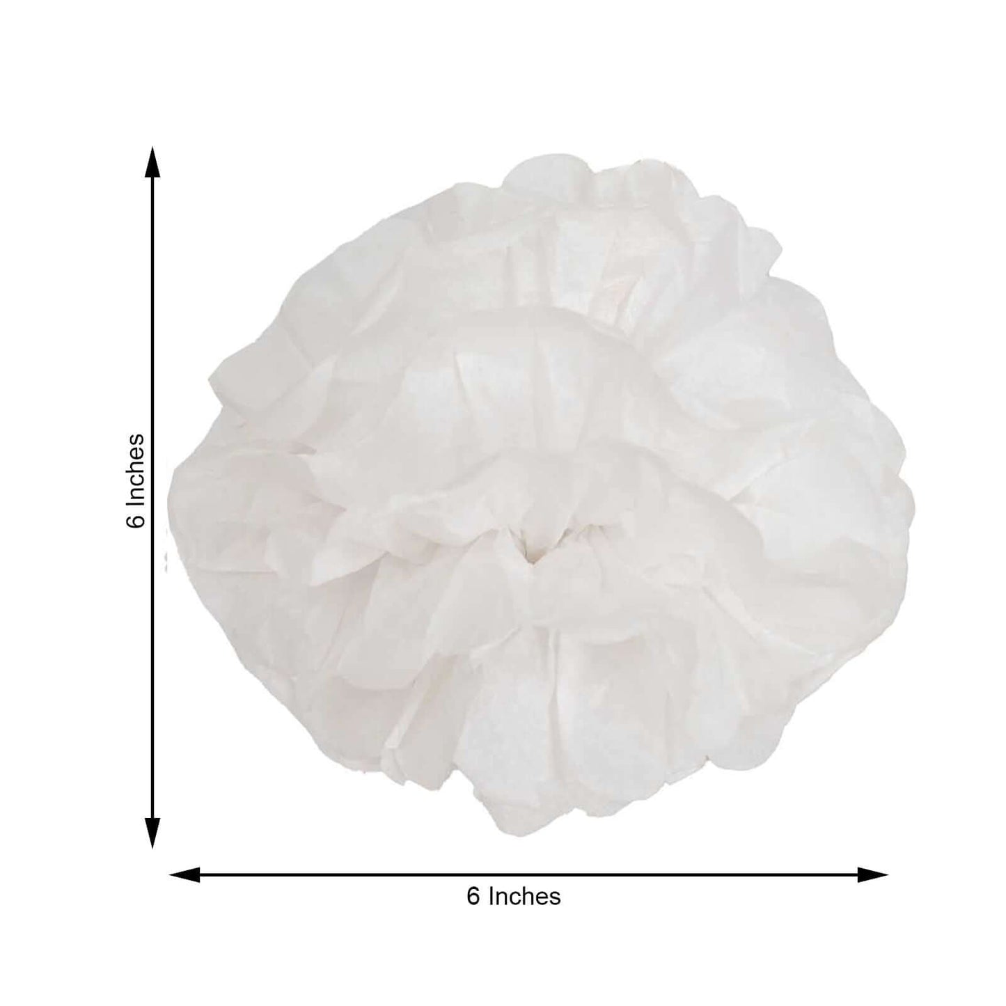 6 Pack 6" White Tissue Paper Pom Poms Flower Balls, Ceiling Wall Hanging Decorations - Linen Luxes