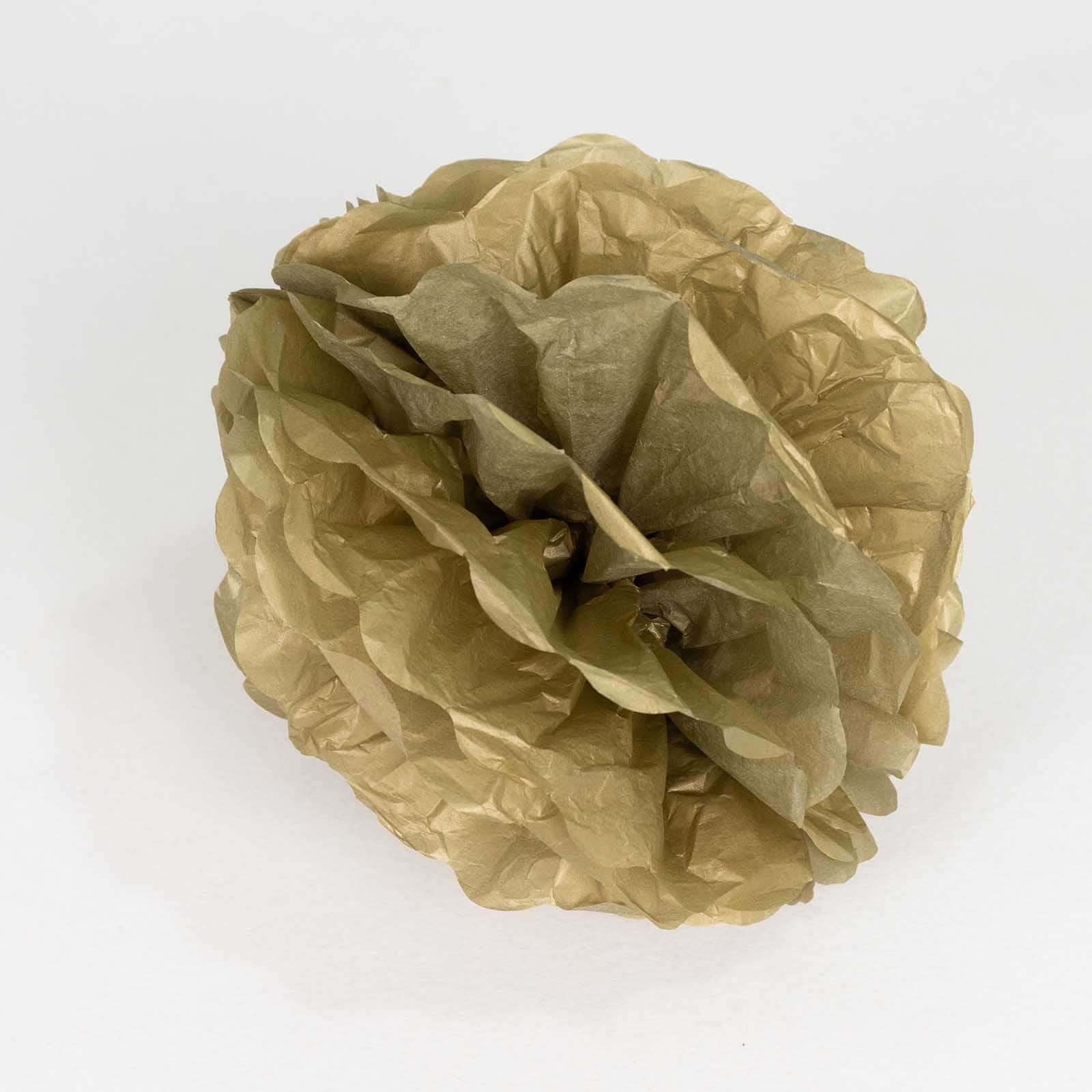 6 Pack 8" Gold Tissue Paper Pom Poms Flower Balls, Ceiling Wall Hanging Decorations - Linen Luxes