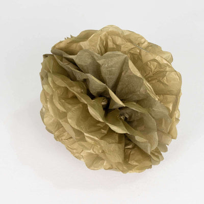 6 Pack 8" Gold Tissue Paper Pom Poms Flower Balls, Ceiling Wall Hanging Decorations - Linen Luxes