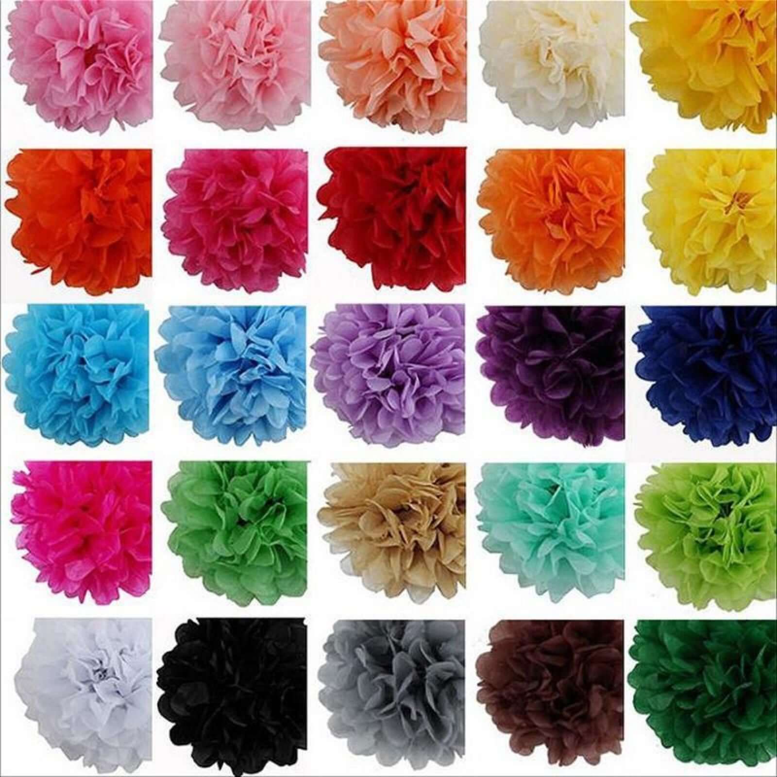 6 Pack 8" Gold Tissue Paper Pom Poms Flower Balls, Ceiling Wall Hanging Decorations - Linen Luxes