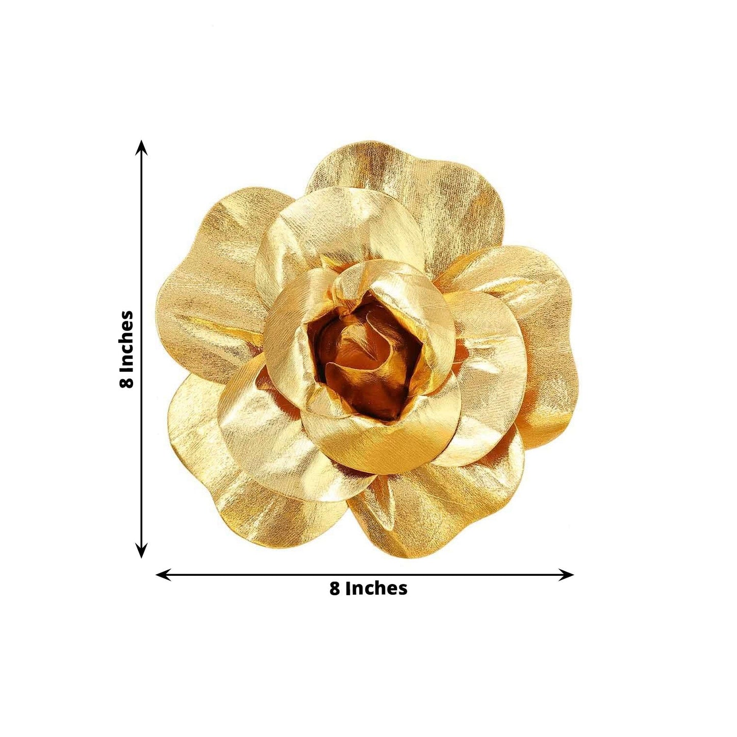 6 Pack 8" Metallic Gold Real Touch Artificial Foam DIY Craft Roses - Linen Luxes