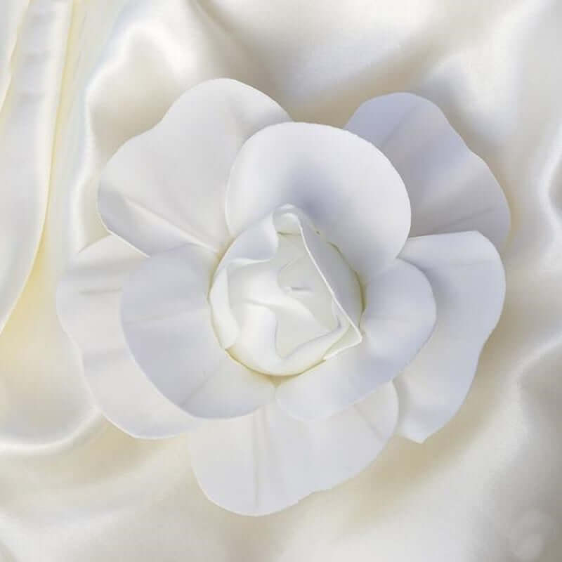 6 Pack 8" White Real Touch Artificial Foam DIY Craft Roses - Linen Luxes