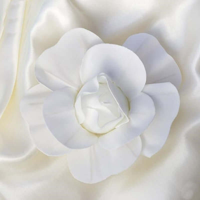 6 Pack 8" White Real Touch Artificial Foam DIY Craft Roses - Linen Luxes