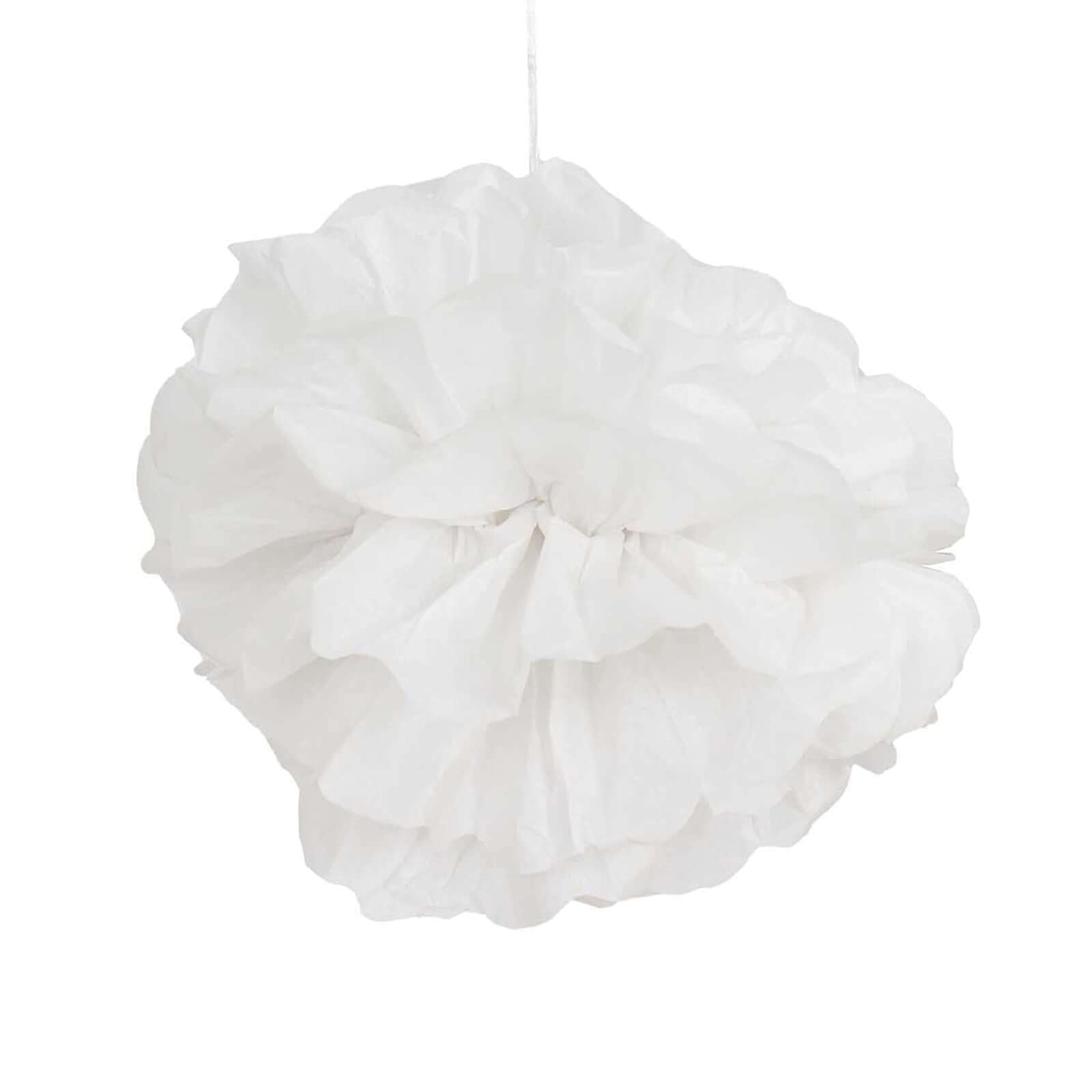 6 Pack 8" White Tissue Paper Pom Poms Flower Balls, Ceiling Wall Hanging Decorations - Linen Luxes