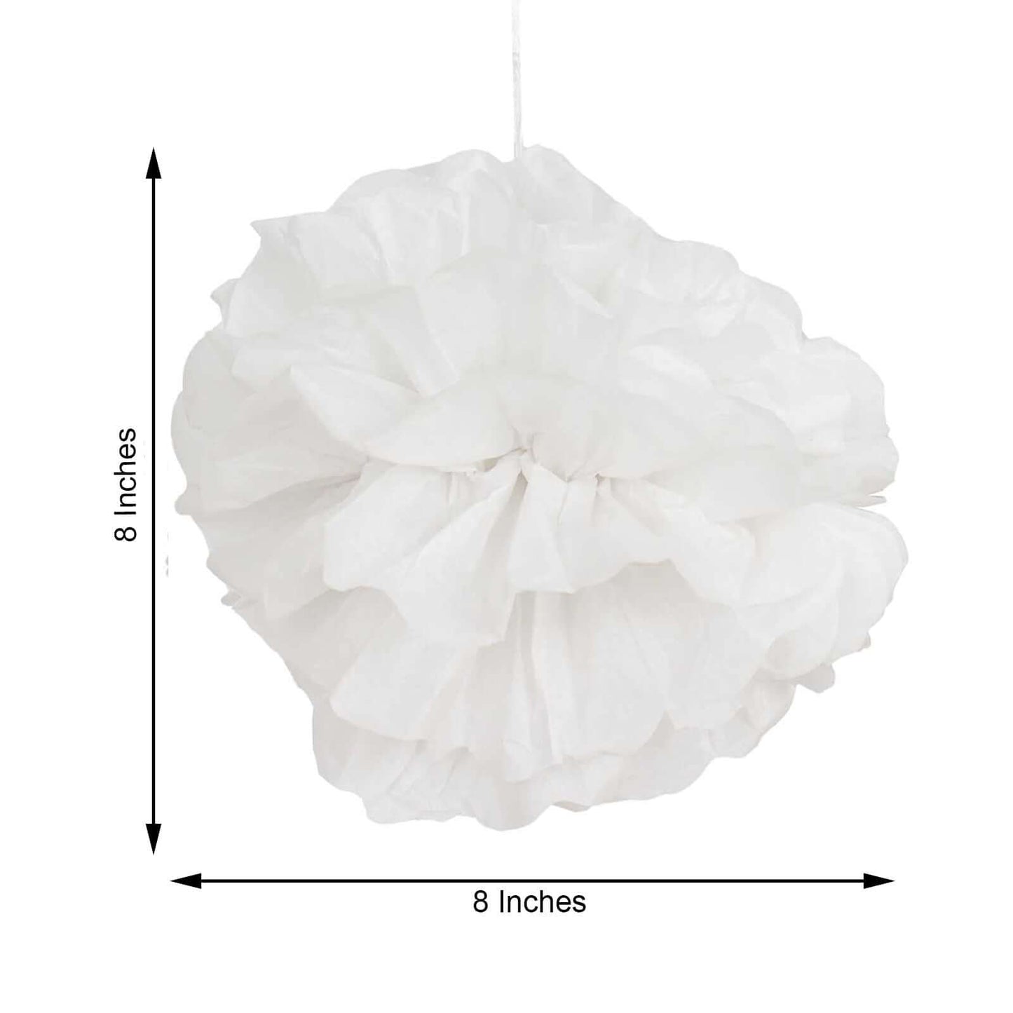 6 Pack 8" White Tissue Paper Pom Poms Flower Balls, Ceiling Wall Hanging Decorations - Linen Luxes