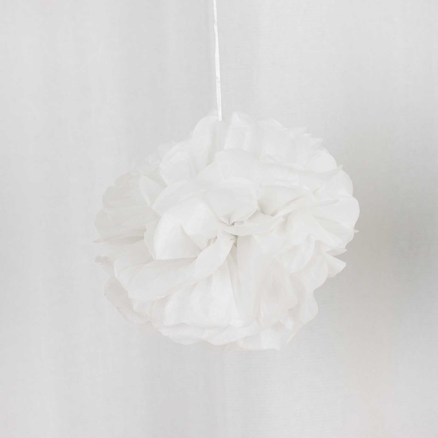 6 Pack 8" White Tissue Paper Pom Poms Flower Balls, Ceiling Wall Hanging Decorations - Linen Luxes