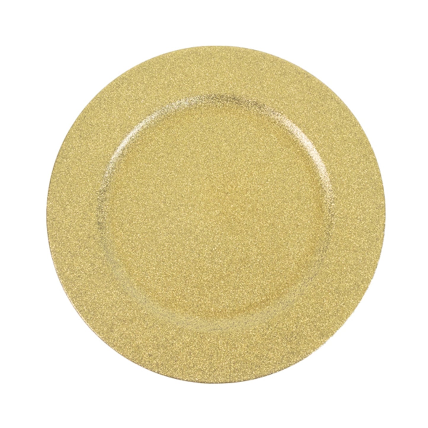 6 - Pack Acrylic Plastic Round Charger Plates 13" in Gold with Dust Free Glitter Finish, Decorative Dinner Party Charger Tableware - Linen Luxes