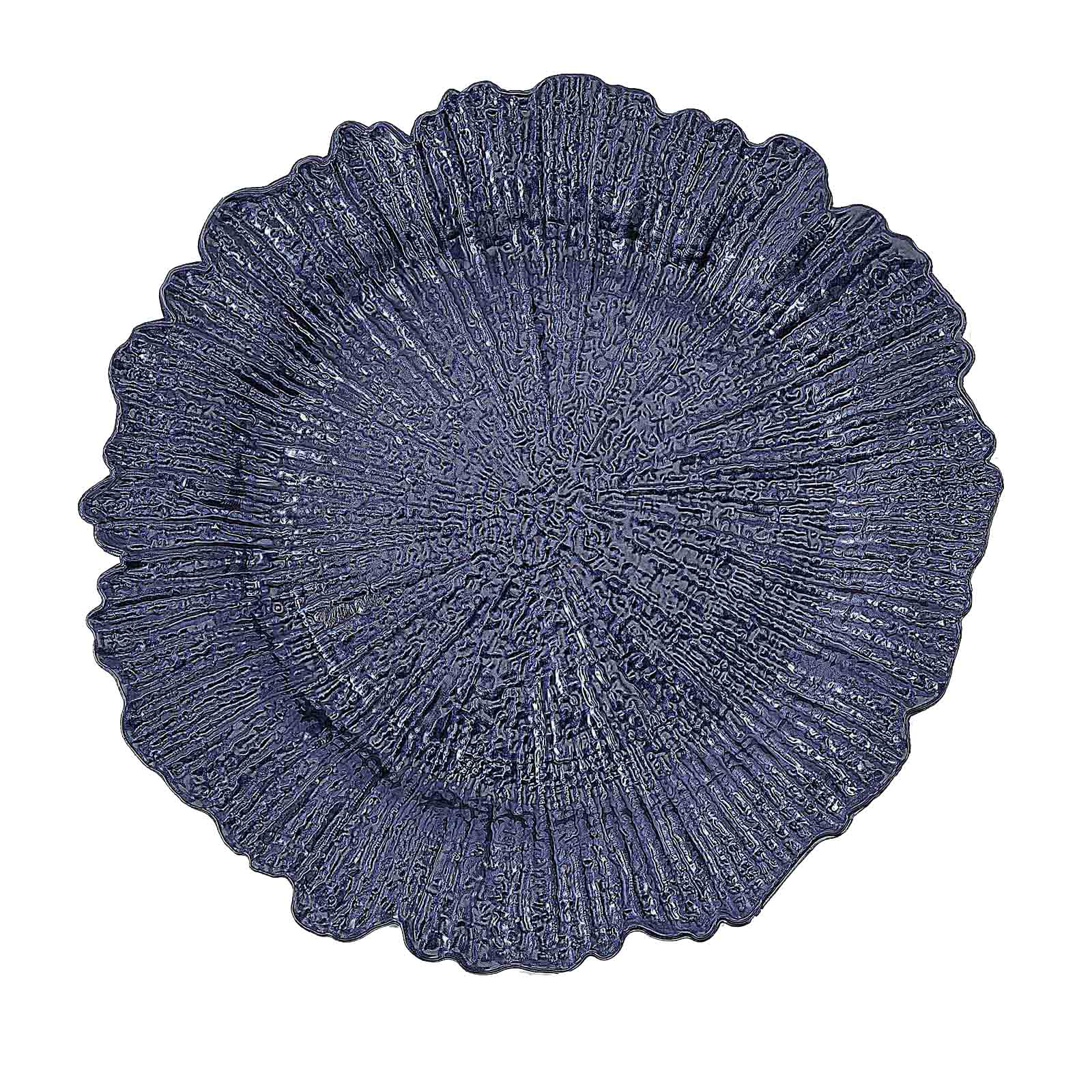 6 - Pack Acrylic Plastic Round Charger Plates 13" in Navy Blue with Reef Design, Dinner Charger Tableware - Linen Luxes