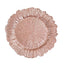 6 - Pack Acrylic Plastic Round Charger Plates 13" in Rose Gold with Reef Design, Dinner Charger Tableware - Linen Luxes