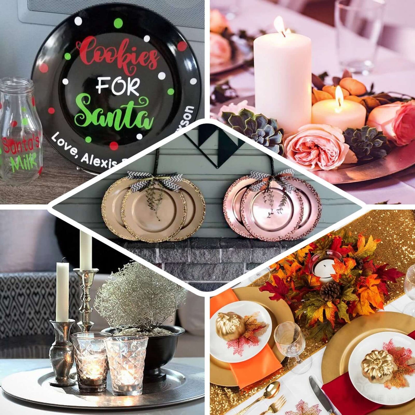 6 - Pack Acrylic Round Charger Plates 13" in Black, Dinner Party Decor Charger Tableware - Linen Luxes