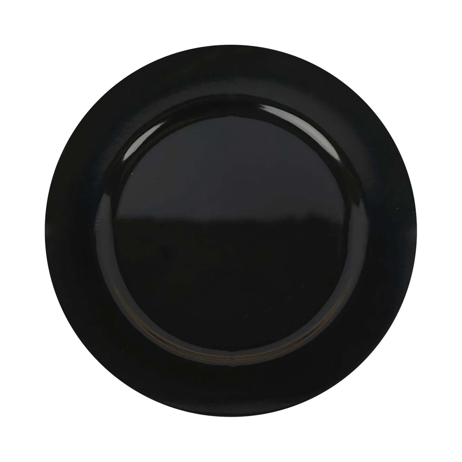 6 - Pack Acrylic Round Charger Plates 13" in Black, Dinner Party Decor Charger Tableware - Linen Luxes