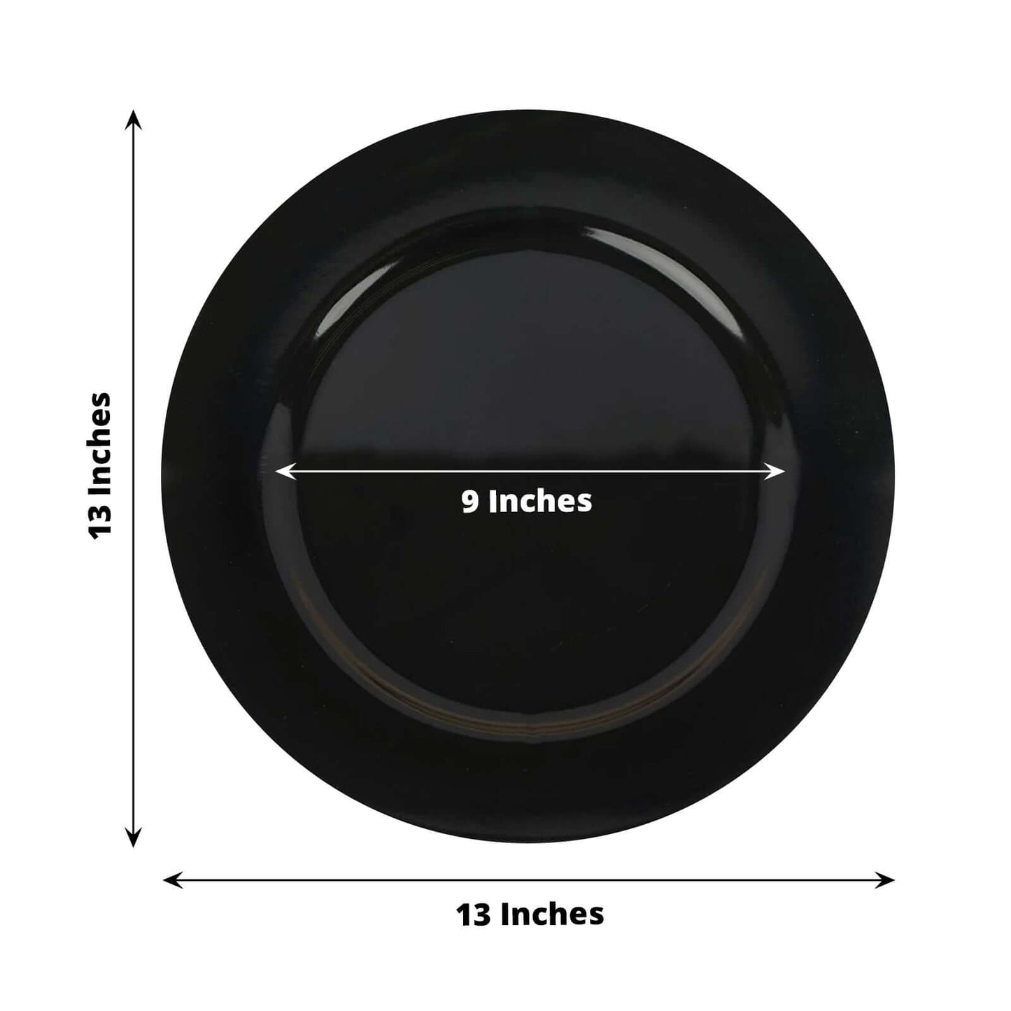 6 - Pack Acrylic Round Charger Plates 13" in Black, Dinner Party Decor Charger Tableware - Linen Luxes