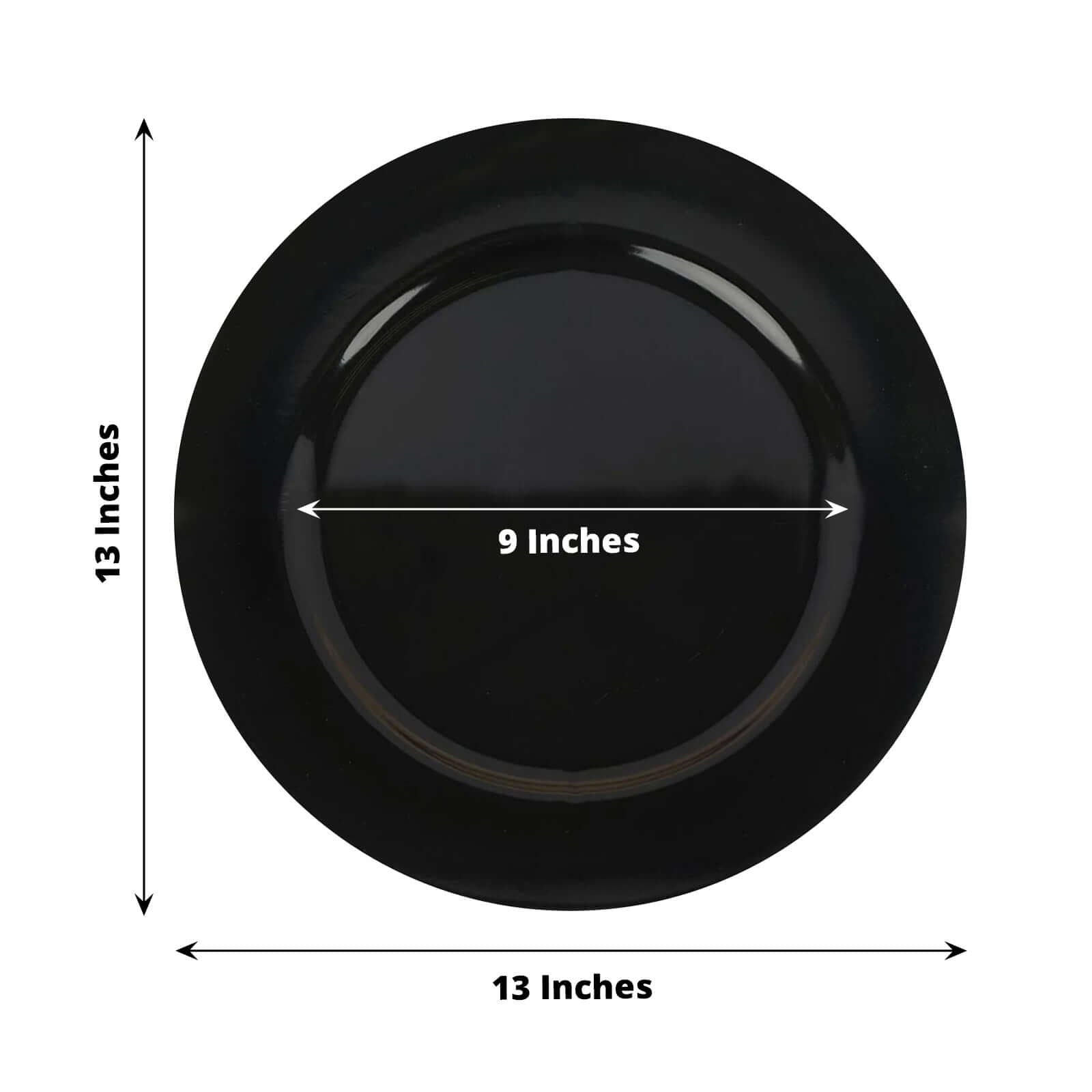 6 - Pack Acrylic Round Charger Plates 13" in Black, Dinner Party Decor Charger Tableware - Linen Luxes