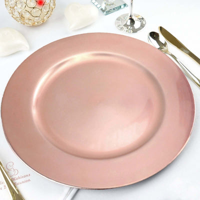 6 - Pack Acrylic Round Charger Plates 13" in Blush Pink, Dinner Party Decor Charger Tableware - Linen Luxes