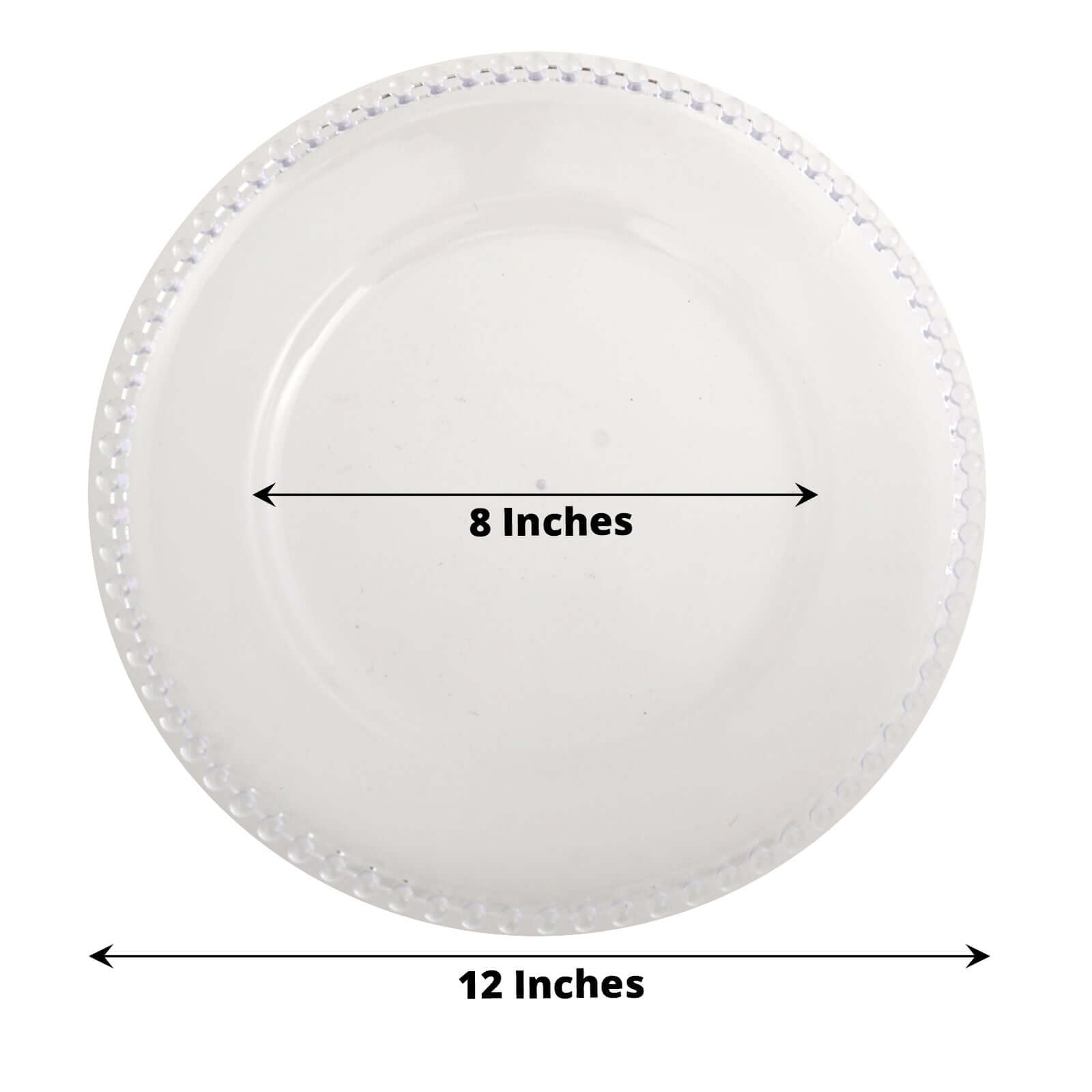 6 - Pack Acrylic Round Charger Plates 13" in Clear with Beaded Rim, Decorative Dinner Party Serving Plates - Linen Luxes