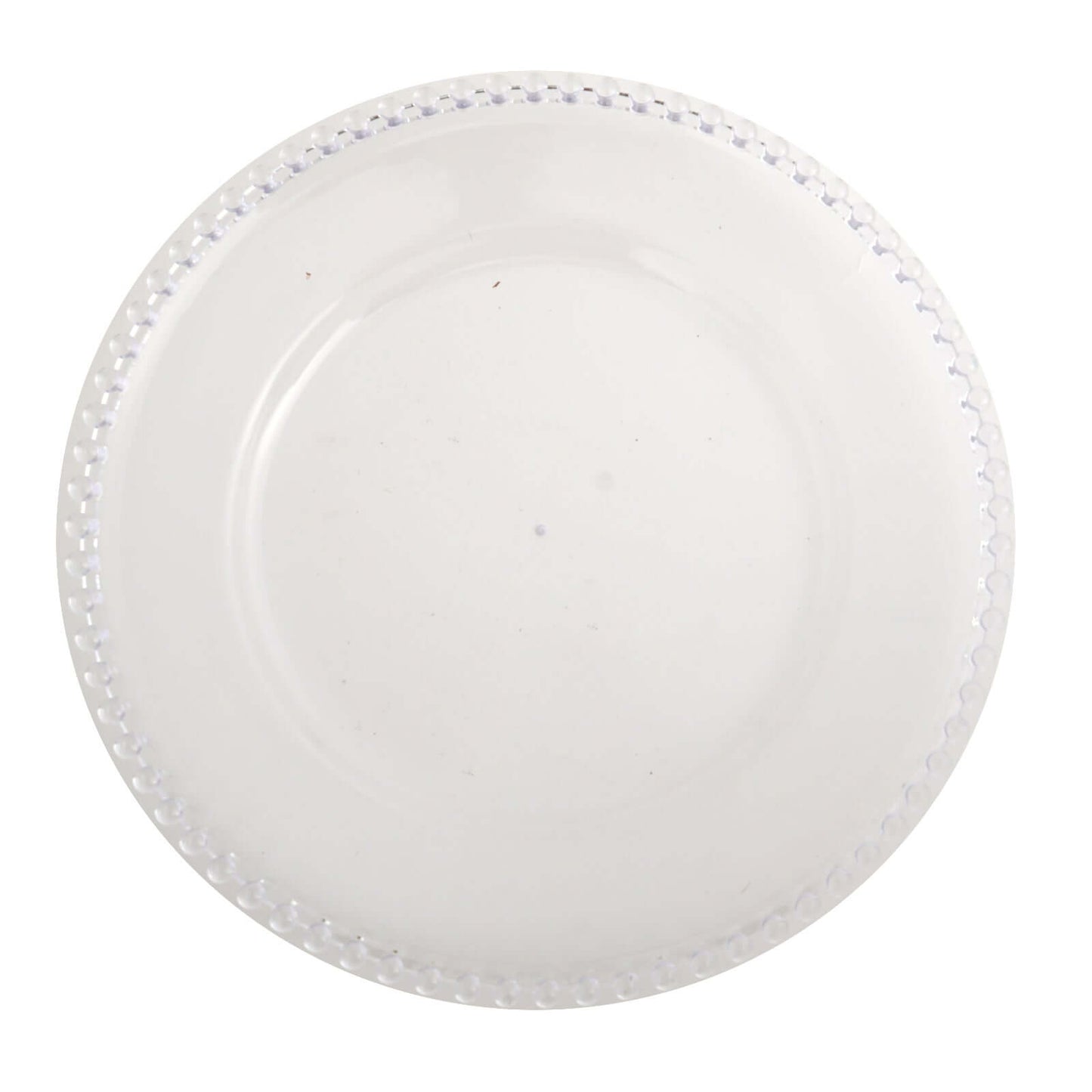 6 - Pack Acrylic Round Charger Plates 13" in Clear with Beaded Rim, Decorative Dinner Party Serving Plates - Linen Luxes