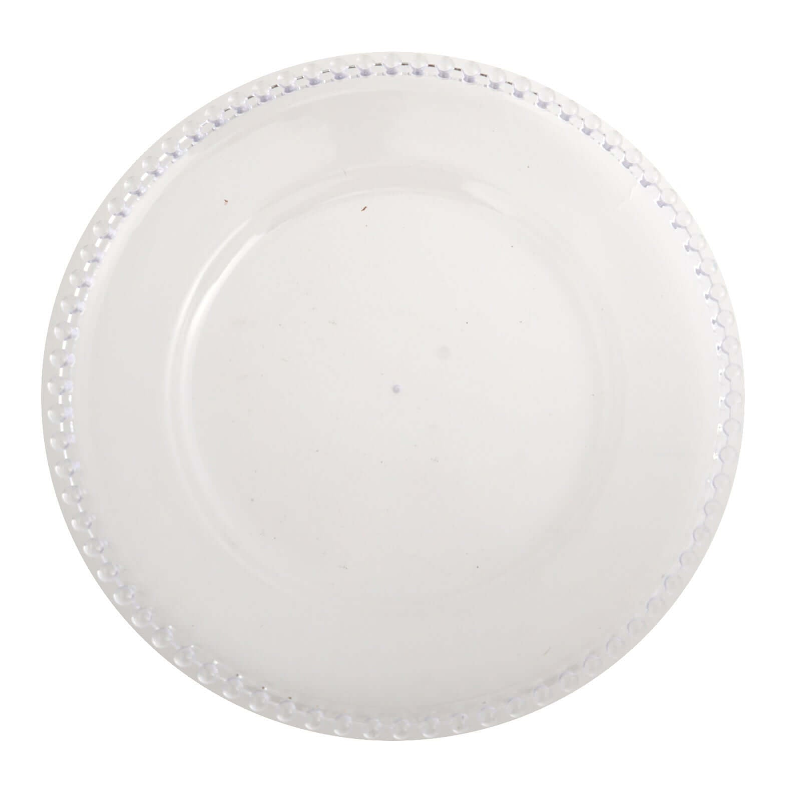 6 - Pack Acrylic Round Charger Plates 13" in Clear with Beaded Rim, Decorative Dinner Party Serving Plates - Linen Luxes