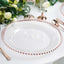 6 - Pack Acrylic Round Charger Plates 13" in Clear with Rose Gold Beaded Rim, Decorative Dinner Party Serving Plates - Linen Luxes