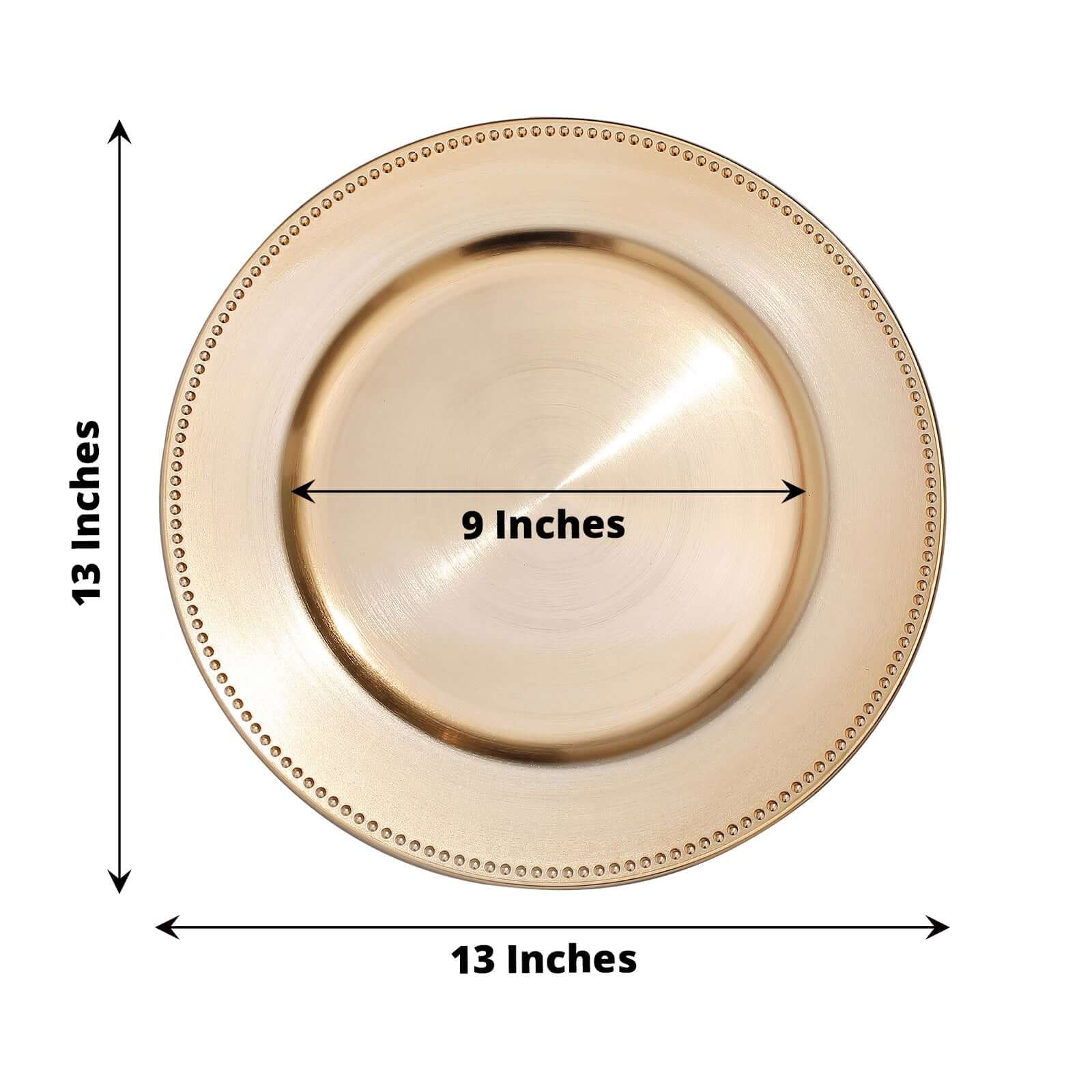 6 - Pack Acrylic Round Charger Plates 13" in Gold with Beaded Rim, Dinner Charger Event Tabletop Decor - Linen Luxes