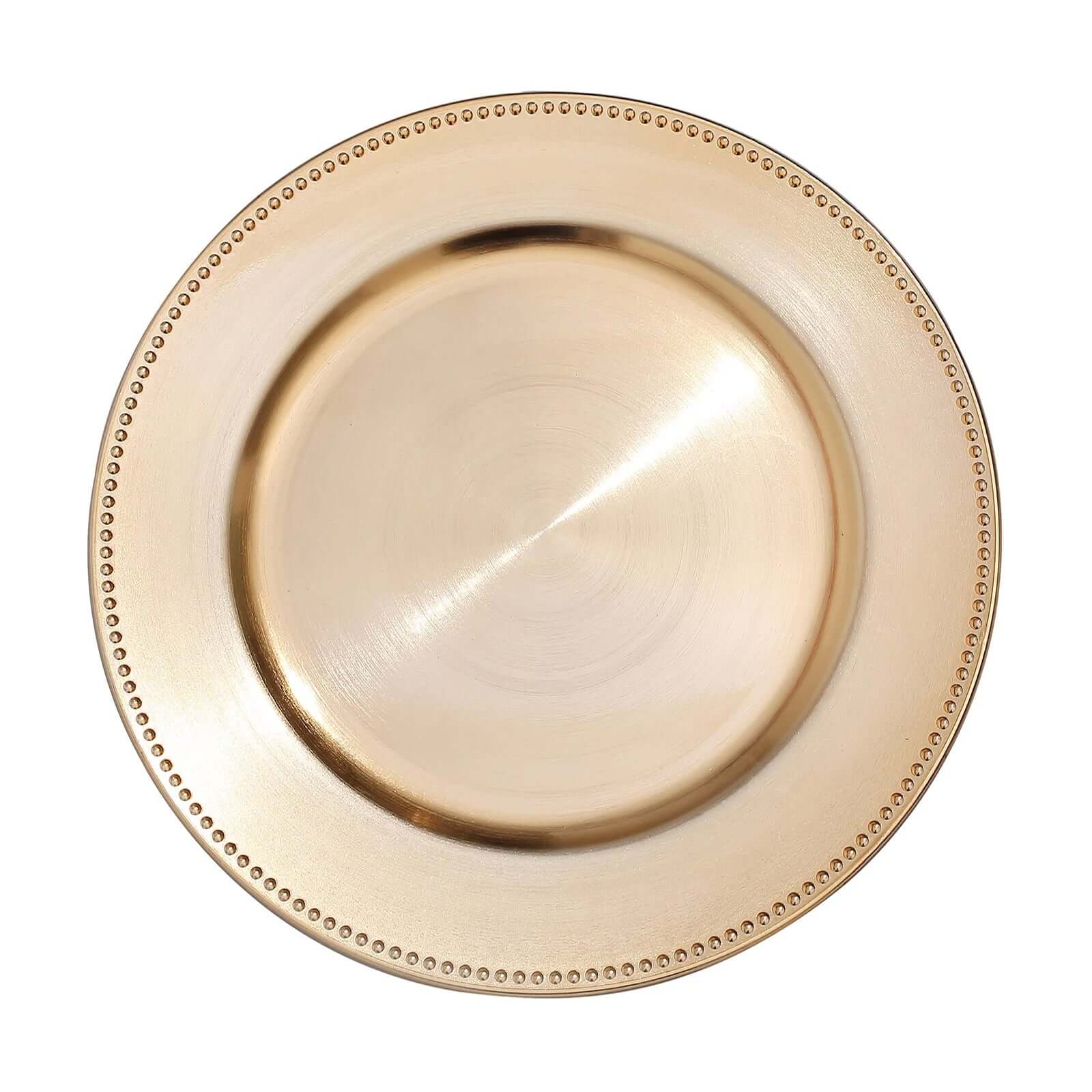 6 - Pack Acrylic Round Charger Plates 13" in Gold with Beaded Rim, Dinner Charger Event Tabletop Decor - Linen Luxes