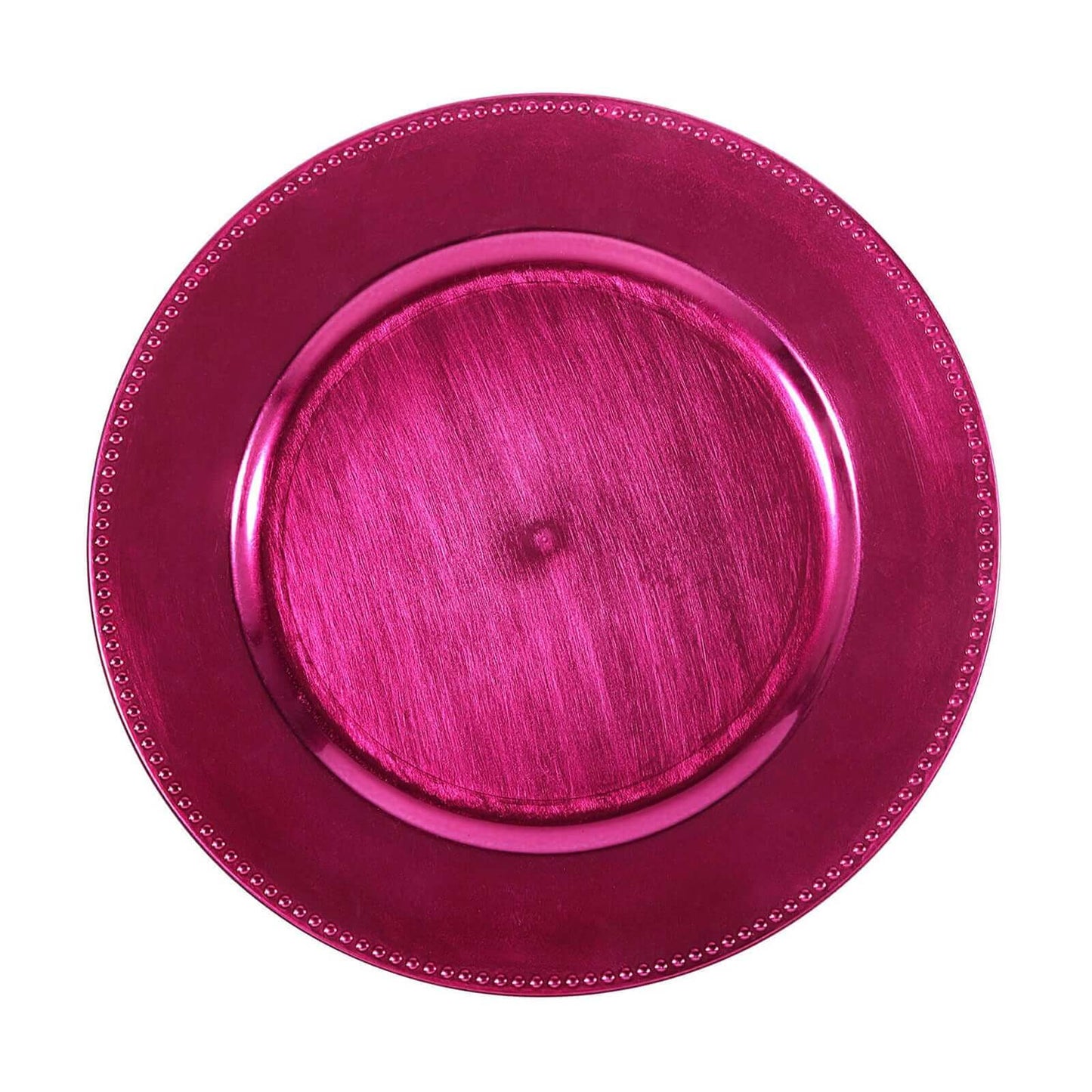 6 - Pack Acrylic Round Charger Plates 13" in Hot Pink with Beaded Rim, Dinner Charger Event Tabletop Decor - Linen Luxes